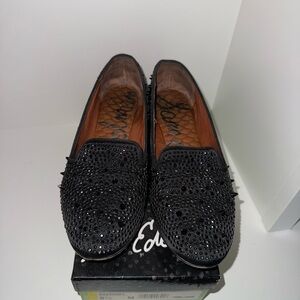 Sam Edelman Adena Black Satin Studded Loafers